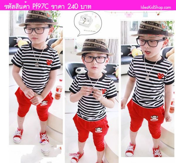 กางเกงขาสามส่วน PAUL FRANK จัดจ้าน สีแดง