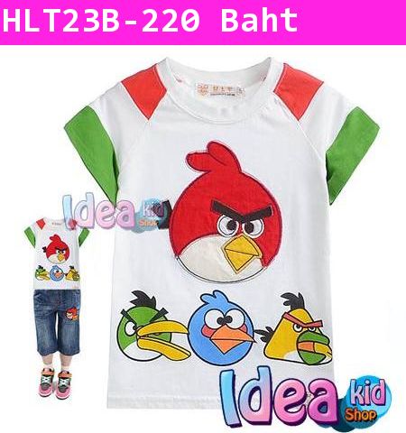 เสื้อแขนสั้นขบวนการ ANGRY BIRDS สีขาว