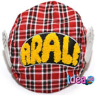 หมวกเซี่ยงไฮ้ลายสก๊อต-ARALE-ติดปีก-สีแดง