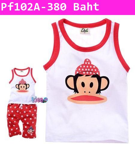 ชุดเสื้อกางเกง Paul Frank ใส่หมวก สีแดง