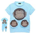 ชุดเสื้อกางเกง-monkey-family-สีฟ้า